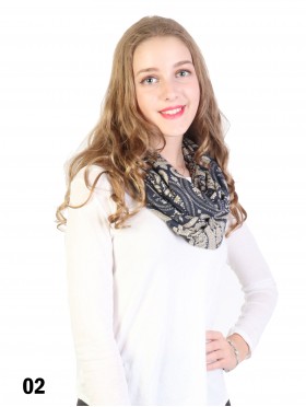 Two Tone Paisley Print Loop Scarf